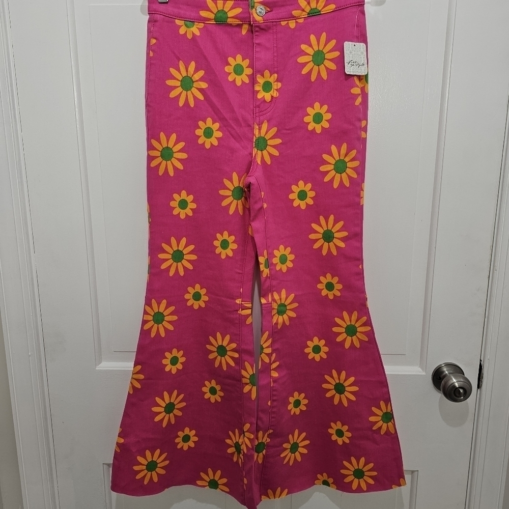 We The Free Youthquake Printed Crop Flare Jeans Size 29 - Picture 4 of 17
